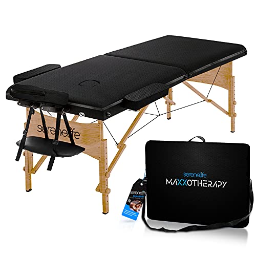 SereneLife Serene-Life (SLMASGE1) Massage Table, 83.9x27.56x25.5 Inch (Pack of 1), Brown