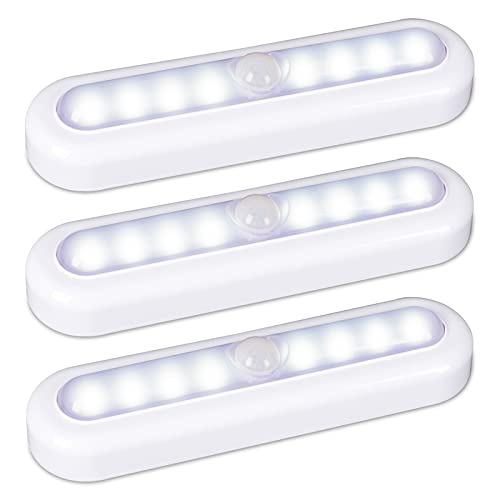STAR-SPANGLED 3 Pack 7” Motion Sensor Lights Indoor Battery Operated, Stick on LED Light for Closet, Stairs, Under Cabinet, Cool White