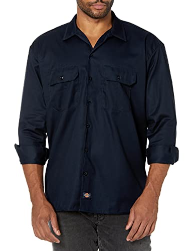 Dickies Men's Long Sleeve Work Shirt, Dark Navy, X-Large