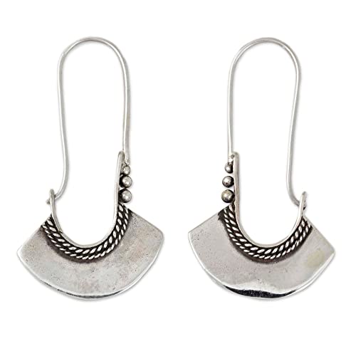 NOVICA Artisan Handcrafted Silver Hoop Earrings | Bell Design Hoop Earrings | .925 Sterling Silver Earrings | Silver Hoop Earrings Handmade | Hoop Earring Thailand | Bohemian Hollow Bell Themed