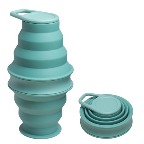 Opard Collapsible Water Bottles 17 Oz BPA Free Leak Proof Foldable Silicone Bottle with Anti-Collapse Ring for Travel Camping Hiking Running Sport