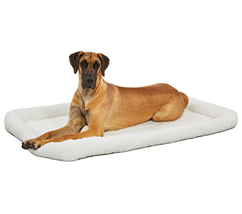 MidWest Homes for Pets Bolster Pet Bed for Dogs & Cats 54L-Inch White Fleece Dog Bed or Cat Bed w/ Comfortable Bolster | Ideal for Giant Dog Breeds (Great Dane / Mastiff) & Fits a 54-Inch Dog Crate