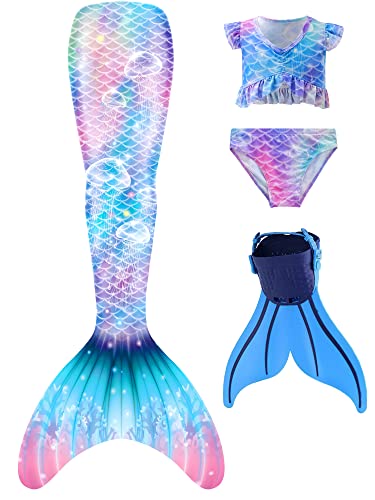Superband Mermaid Tails with Mono Fin Sparkle Mermaid Swimsuit for Kids Girls Boys,9-10 Years