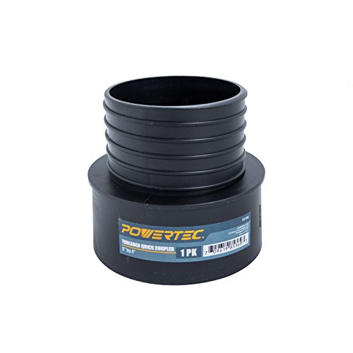 POWERTEC 70186 Threaded Dust Collection Quick Coupler Adapter, 5 x 4', Black