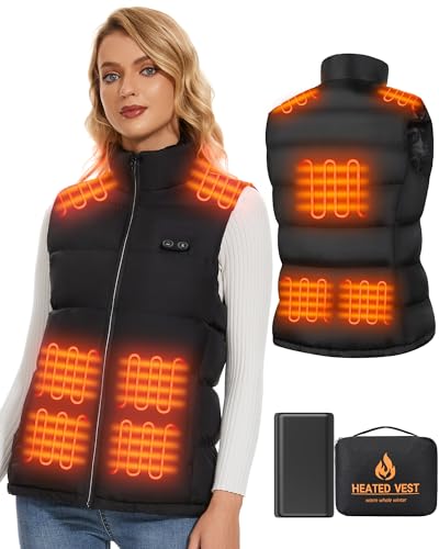 SPOYR Women's Heated Vest, Heated Vest with Battery Pack Included 16000mAh 7.4V, Washable Winter Warming Heating Jacket (US, Alpha, Large, Regular, Regular, Black)