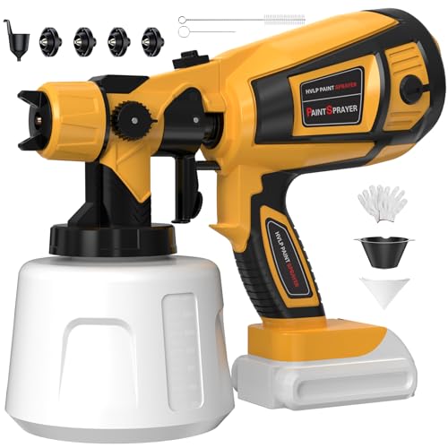 Cordless Paint Sprayer 30000RPM High Speed for Dewalt 20V MAX Battery 1400ml High Capacity Container Spray Paint Gun 4 Nozzles and 3 Patterns for Home Interior Exterior Small Paint Gift (Tool Only)