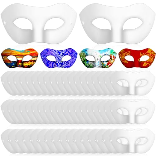 Leyndo 100 Pack Paper Mache Masks Paper Mask for Craft White Mask Masquerade Blank DIY Halloween Mask Half Face Paintable Mardi Gras