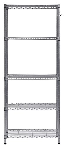 Muscle Rack WS241459-5S 5 Tier Wire Shelving with Hooks in Silver, 59' Height, 24' Width, 14' Length