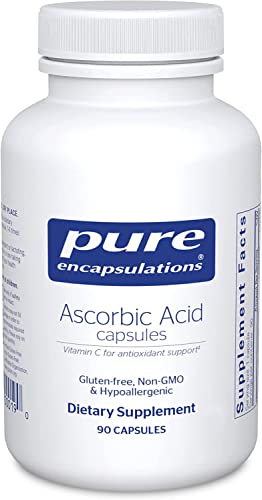 Pure Encapsulations Ascorbic Acid Capsules - 1,000 mg Vitamin C - Antioxidant & Immune Support* - High-Potency Vitamin C - Vegan & Non-GMO - 90 Capsules