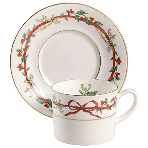 Royal Worcester Holly Ribbons Teacup and Saucer