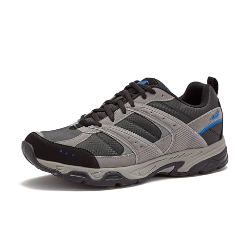 Avia Avi-Verge Mens Sneakers - Cross Trainer Mens Tennis Shoes, Pickleball or Walking Shoes for Men, Grey/Black/Blue, 11 Medium
