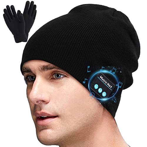 Abbicen Wireless Beanie Hat Music Hat with Gloves for Men Women Gift Unisex Music Beanie for Outdoor Sports Black