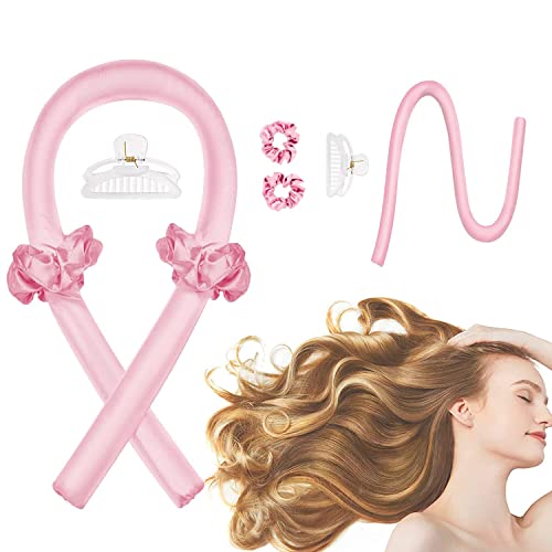 CORATED Heatless Curling Rod Headband, Heatless Curler No Heat Curls Ribbon with Hair Clips and Scrunchie, Overnight Sleeping Curls Silk Ribbon Hair Rollers Styling Kit