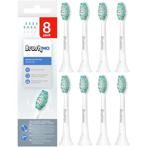 Brushmo Replacement Toothbrush Heads Compatible with Philips Sonicare Electric Toothbrush, White, 8 Pack