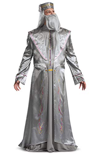 Disguise mens Dumbledore Costume, Official Harry Potter Wizarding World Robe and Hat Outfit Adult Sized Costumes, Silver, XXL 50-52 US