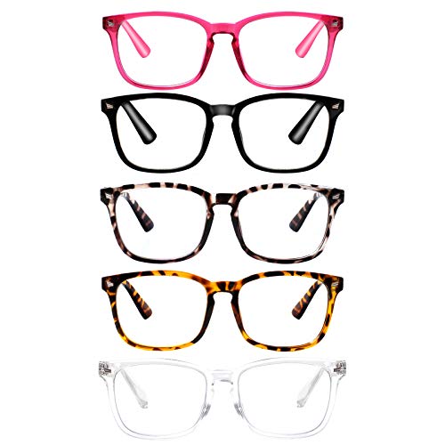 VIDEBLA 5-Pack Blue Light Blocking Reading Glasses Women Men,Computer Readers,Spring Hinge Anti Glare UV Ray Filter Eyeglasses(5 Mix Color, 4.00)
