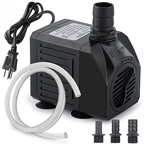FREESEA Aquarium Submersible Fountain Pump: 30W 550GPH Adjustable Quiet Water Pumps with 7.2ft High Lift for Small Pond | Waterfall | Outdoor | Statuary | Hydroponic (550GPH with tubing)