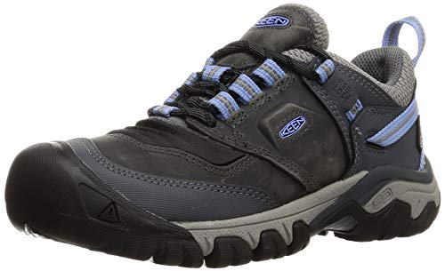 KEEN Women's Ridge Flex Low Height Waterproof Hiking Boots, Steel Grey/Hydrangea, 8