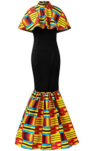 HongyuAmy Women African Print Dresses Kente Print Dresses (XXX-Large, Color A)