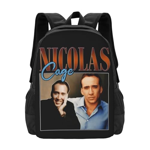 DOIARSEI Nicolas Actors Cage Backpack Large Capacity Leisure Travel Backpack Book Bag Outgoing Daypack 12.5x5.5x16.5 inch