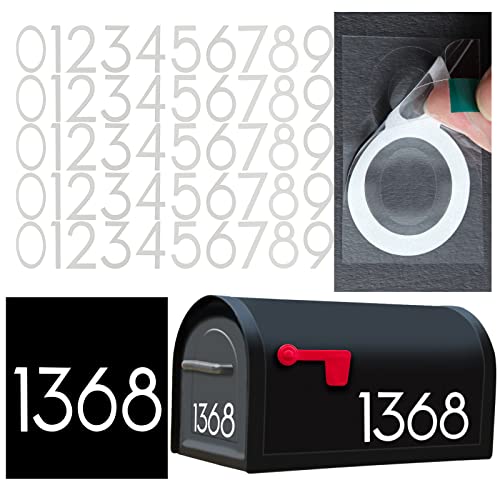 3 inch Reflective Mailbox Numbers for Outside, 5 Sets Number Stickers with Sticky Tabs for Easy Backing Peeling, Pre-cut for Effortless Align, Strong Self Adhesive Vinyl House Numbers for mailbox