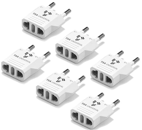 United States to Morocco Travel Power Adapter to Connect North American Electrical Plugs to Moroccan Outlets for Cell Phones, Tablets, eReaders, and More (6-Pack, White)