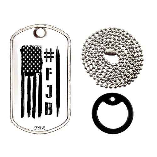 FJB Distressed American Flag - BW - Necklace - Tag-Z Military Dog Tags