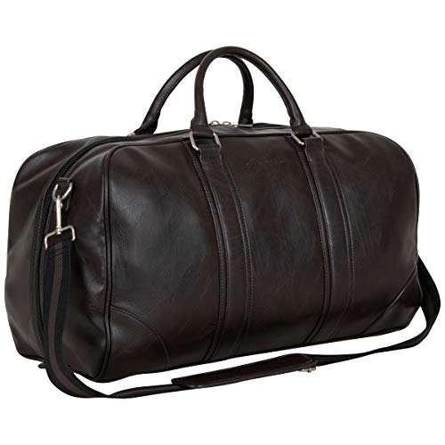 Ben Sherman 20' Travel Vegan Leather Weekender Carry-On Duffel Luggage/Gym Bag, Brown