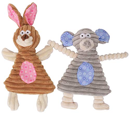 Comtim No Stuffing Dog Toys with Squeaker, Durable Dog chew Toys No Stuffing Squeaky Dog Toys for Small Dogs and Puppies, Rabbit & Elephant