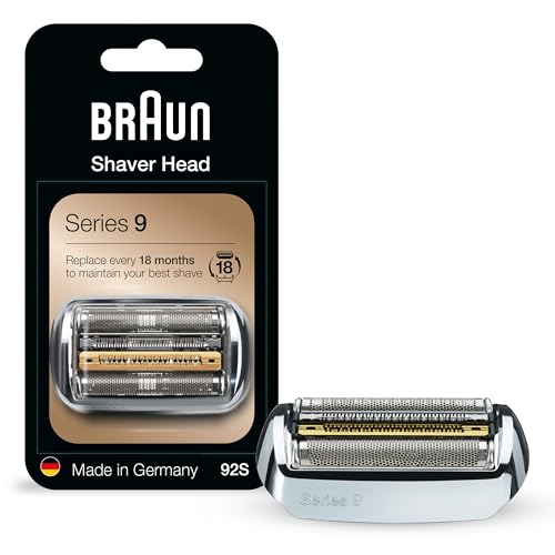 Braun Series 9 Electric Shaver Replacement Head - 92S - Compatible with all Series 9 Electric Razors 9290cc, 9291cc, 9370cc, 9293s, 9385cc, 9390cc, 9330s, 9296cc, (Silver)