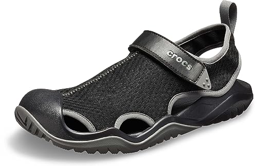 Crocs Men's Swiftwater Mesh Deck Sandals, Black, 9 Men