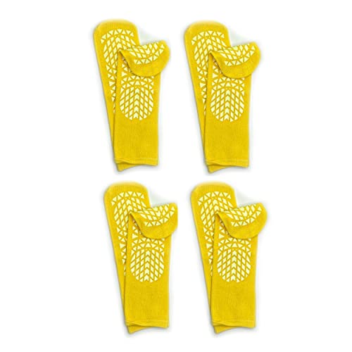 GBM Secure Step Double-Sided Tread Non Slip Safety Socks, 4 Pair (3X-Large, Yellow)