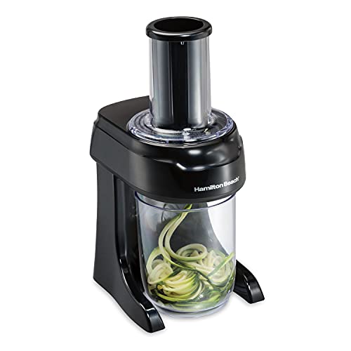 Hamilton Beach 3-in-1 Electric Vegetable Spiralizer for Veggie Noodles, Zoodle Maker & Slicer With 3 Cutting Cones for Spaghetti, Linguine, and Ribbons, 6-Cups, Black (70930)