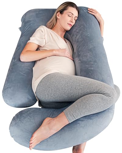 Cute Castle Pregnancy Pillows, Soft U-Shape Maternity Pillow with Removable Cover - Full Body Pillows for Adults Sleeping - Pregnancy Must Haves - Jumbo 57 Inch - Grey