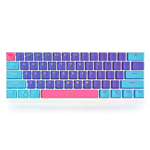 61 PBT keycaps 60 Percent Custom Backlit Key Caps Covers OEM Profile for Cherry MX Switch Mechanical Gaming Keyboard with Key Puller (Keycap Only) (ZZ)