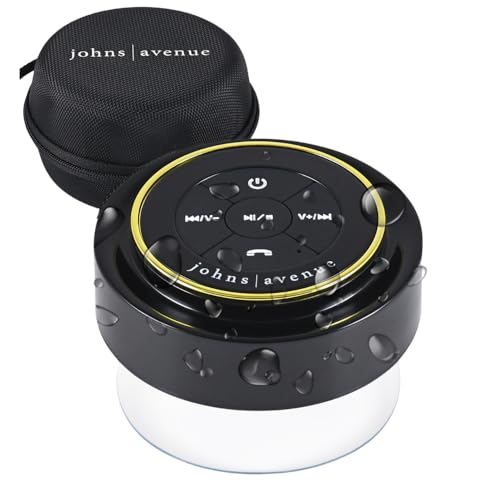 Portable Bluetooth Shower Speaker with Travel Case, Best Waterproof IPX7, Wireless Pairs with Bluetooth Devices, Enjoy at The Pool, Beach, Camping; TWS Pairing Option- WITH BLACK TRAVEL CASE
