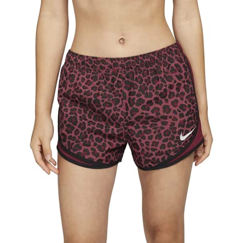 Nike Women's Dri-Fit Tempo Running Animal Print Shorts (as1, Alpha, m, Regular, Regular, Maroon Animal Print, Medium)