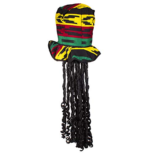 Windy City Novelties - Rasta Top Hat with Dread Locks Costume Party Hat | Mardi Gras Party Supplies Cosplay Bob Marley Costume Acessories