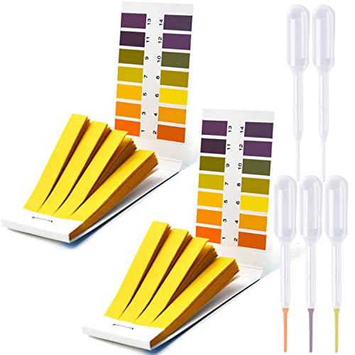 Litmus PH Test Strips 160 Strips, Professional Universal pH.1-14 Test Paper with Test Pipette Droppers, for Teaching, Student, Chemistry Experiment, Saliva Urine Water Soil & Diet pH Monitoring