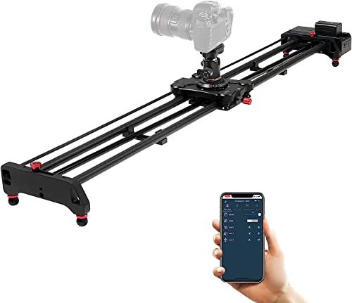 GVM 48'/120cm Motorized Camera Slider, APP Wireless Professional Carbon Fiber Dolly Rail Camera Slider, Motorized Time Lapse and Video Shot Follow Focus Shot and 120 Degree Panoramic Shooting