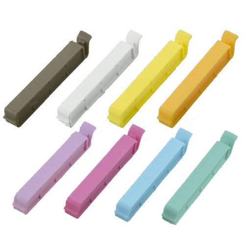 Akebono Sangyo DS-1400 Bag Fastener Clips, Set of 8, Made in Japan, Highly Sealed Bag Clips, Writing on Pencils and Erasable, Refrigerator and Freezer Safe