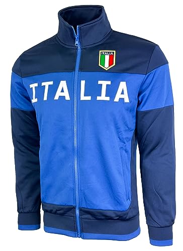 Men's Italy Jacket, Full Zip Italia Soccer Track Jacket With Zipper Pockets (Small)