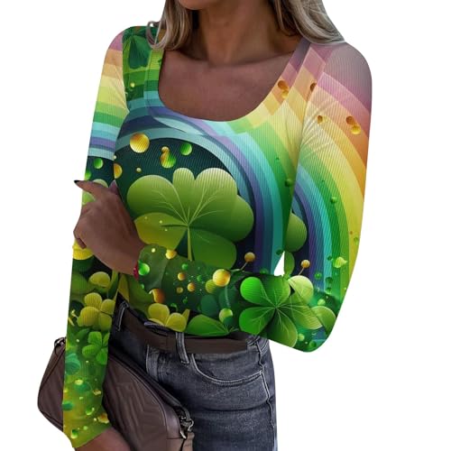 HPJKLYTR Today Deals Prime,Summer Tops for Women 2024 Women's Clothing Spring St Patricks Day Shirt Fashion Slim Bottom T-Shirt Casual Shamrock Short Sleeve U Neck(1-Multicolor,XXL)