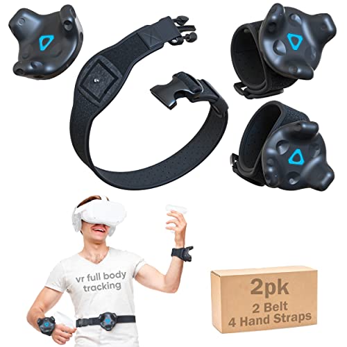 Skywin VR Tracker Belt and Tracker Strap Bundle for HTC Vive System Tracker Pucks - 2 Pack Adjustable Belt and Hand Straps for Waist and Full-Body Tracking in Virtual Reality(2 Belt and 4 Hand Straps)