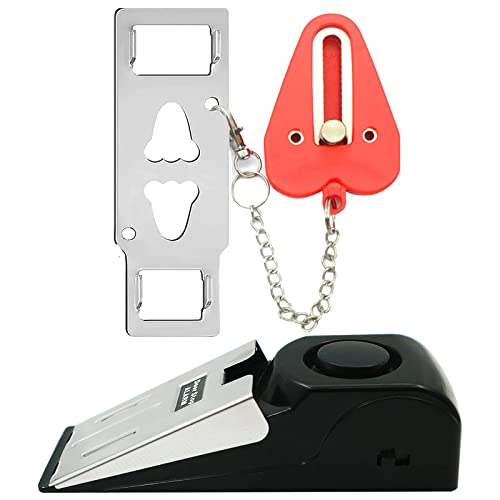 Upgraded Portable Door Lock & Door Stop Alarm, Dual Protection Security Door Kit,Door ​Security Devices Pocket Self Defensey Tools,for Traveling Hotel Home Apartment (2PCS)