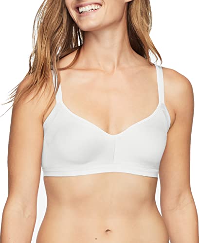 Warner's Women's Easy Does It Underarm-Smoothing with Seamless Stretch Wireless Lightly Lined Comfort Bra Rm3911a, White, M