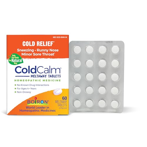 Boiron ColdCalm Tablets for Relief of Common Cold Symptoms Such as Sneezing, Runny Nose, Sore Throat, and Nasal Congestion - Non-Drowsy - 60 Count