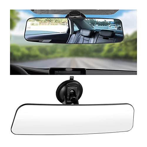 Car Rear View Mirror with Suction Cup, Anti Glare Wide Angle HD Auto Inside Rearview Mirror, 360 Degrees Adjustable Reduce Blind Spots, Universal for Vehicle, Marine, Boat, Truck, SUV, Van