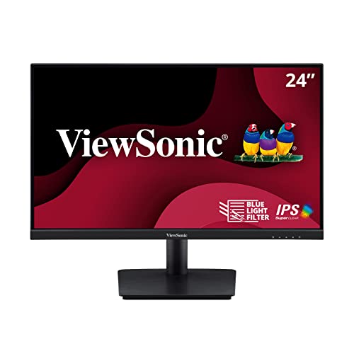 ViewSonic VA2409M 24 Inch Monitor 1080p IPS Panel with Adaptive Sync, Thin Bezels, HDMI, VGA, and Eye Care, Black