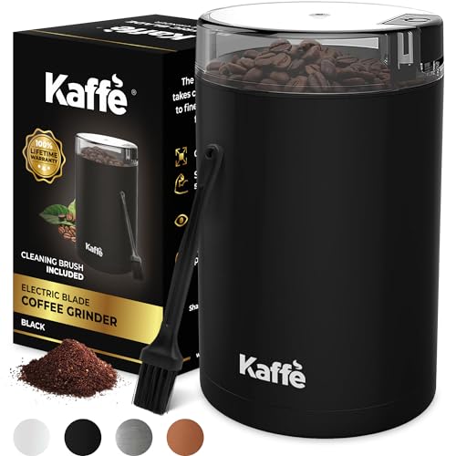 Kaffe Coffee Grinder Electric. Best Coffee Grinders for Home Use. (14 Cup) Easy On/Off w/Cleaning Brush Included. Black